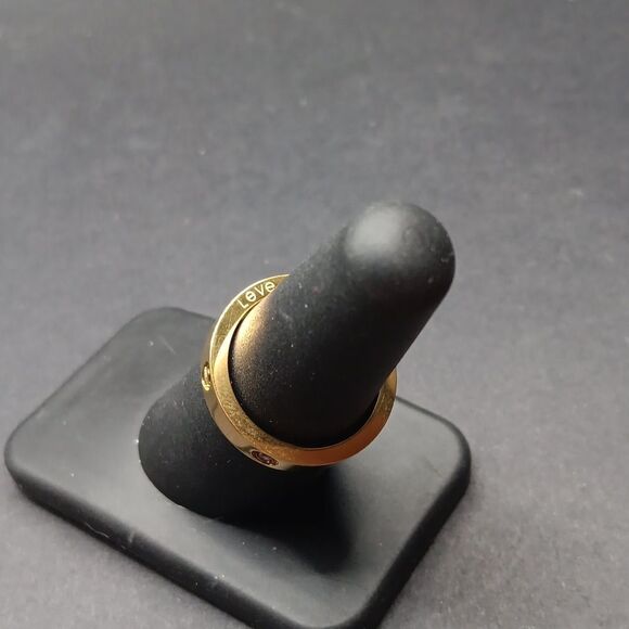 New Love Ring Women's Titanium Steel Goldtone Ring Size 7 New - Picture 3 of 3